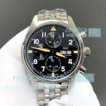 Swiss Copy IWC Schaffhausen Black Dial 43mm Pilot's Spitfire Chronograph Men's Watch 